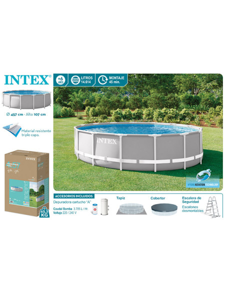 Piscina Intex Prism Frame 457×107 cm con depuradora y escalera