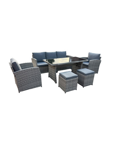Conjunto jardín ratán Sierra Leona 6 piezas cojines