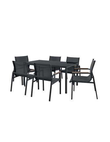 Conjunto jardín Guinea antracita 6 sillas mesa 150