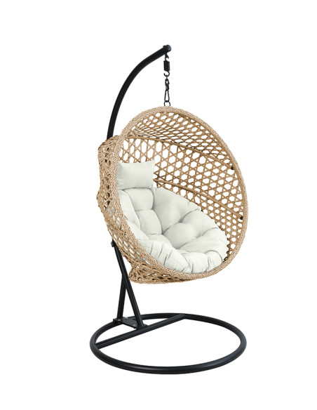 SILLON COLGANTE PLEG NATURAL C/COJIN BEIGE 108X64X108