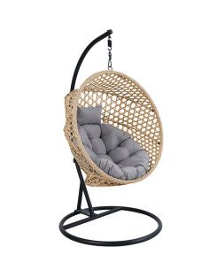 SILLON COLGANTE PLEG NATURAL C/COJIN GRIS 108X64X108 2