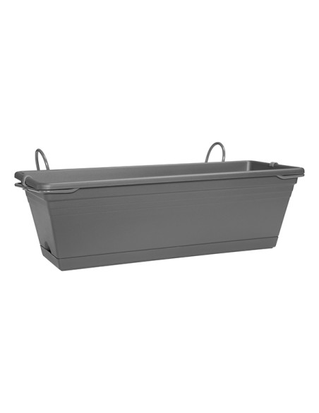 JARDINERA BALCON+BANDEJA ANTRACITA 40 CM