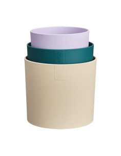 SET 3 MACETEROS CREMA/VERDE/VIOLETA 11-13-14CM 2