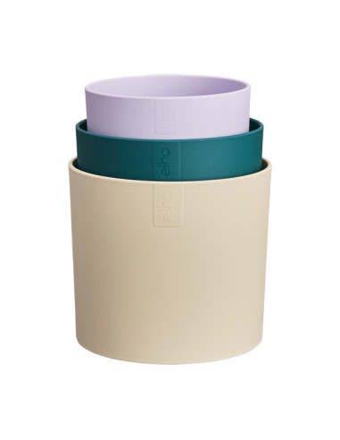 SET 3 MACETEROS CREMA/VERDE/VIOLETA 11-13-14CM