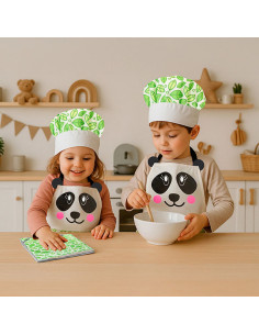 DELANTAL+GORRO+2PAÑOS PANDA INFANTIL 2