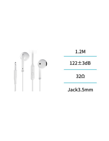 AURICULAR C/CABLE JACK 3.5mm SEMI IN EAR BLCO