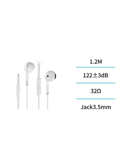AURICULAR C/CABLE JACK 3.5mm SEMI IN EAR BLCO