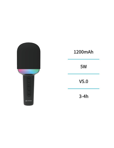 Micrófono Bluetooth RGB UNICO negro