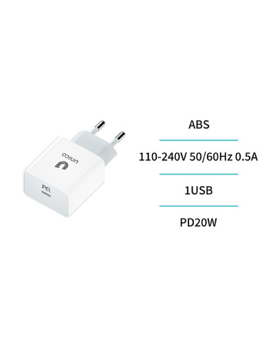 Cargador de pared UNICO 20W USB-C Power Delivery