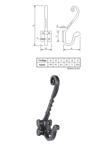 PERCHA DOBLE 140 MM