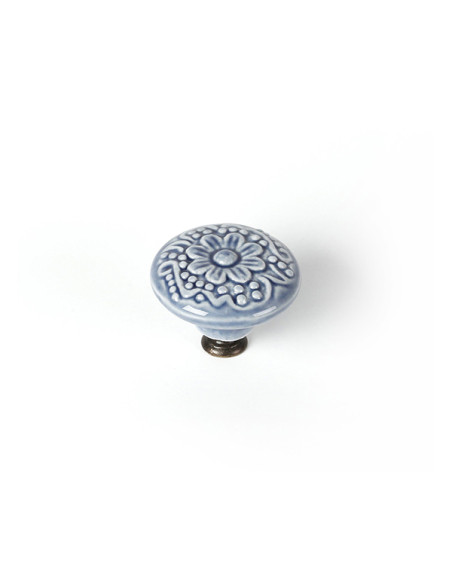 POMO PORCELANA AZUL 44 MM