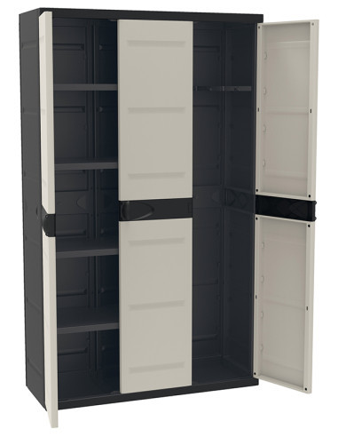 ARMARIO RESINA 3 PUERTAS 4 BAL NGR 105X44X176