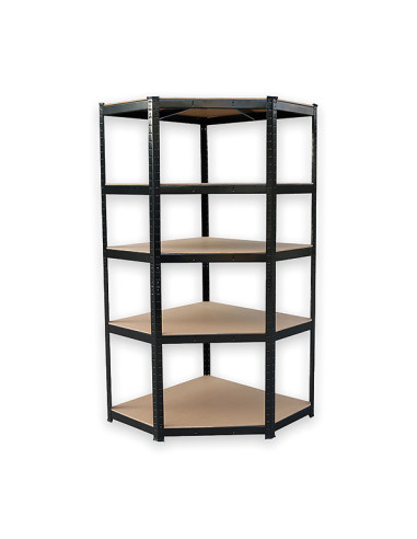 ESTANTERIA ESQUINERA NEGRA 5 BALDAS MODULABLES 80X40X180