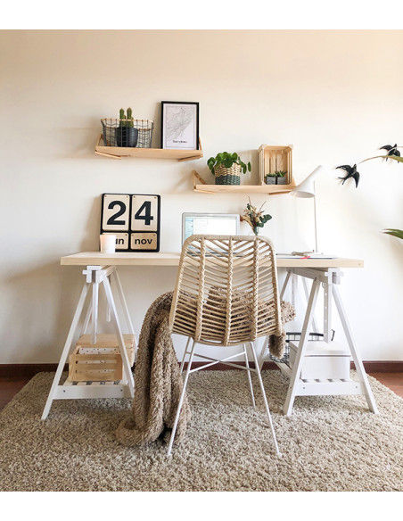 CABALLETE MADERA PINO MACIZO BLANCO 70X70X45