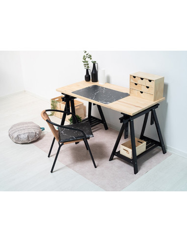 CABALLETE MADERA PINO MACIZO NEGRO 70X70X45