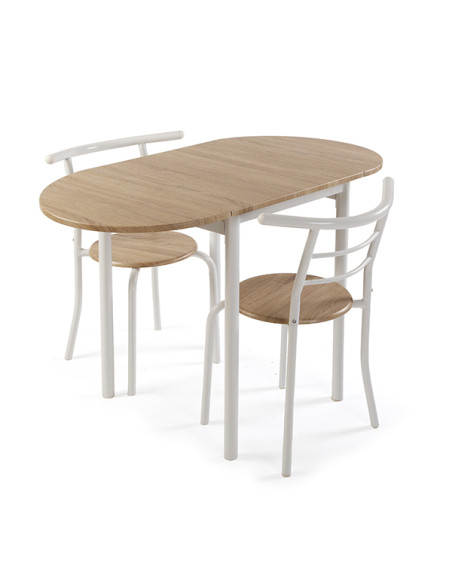 MESA + 2 SILLAS BLANCO 61X55X77