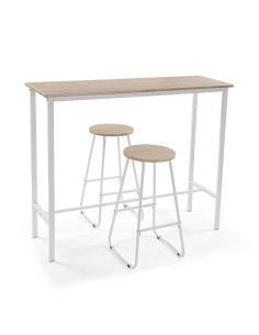 MESA COCINA + 2 TABURETES CLARO 100X40X120 2