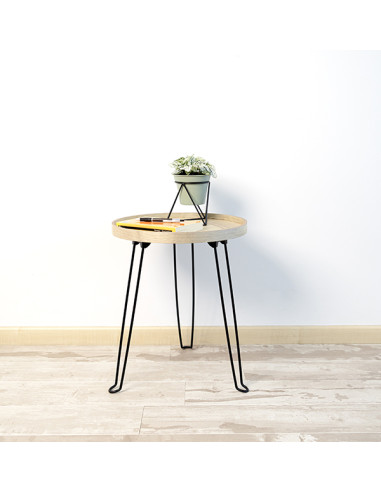 MESA AUXILIAR ACERO MADERA 40X48 CM