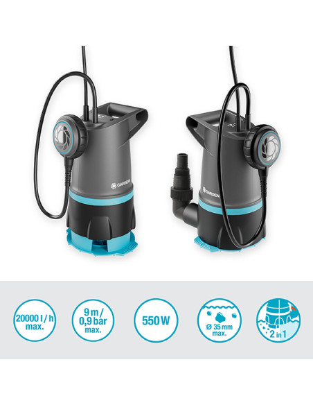 Bomba sumergible Gardena 20000 Basic 20 000 L/h 2 en 1