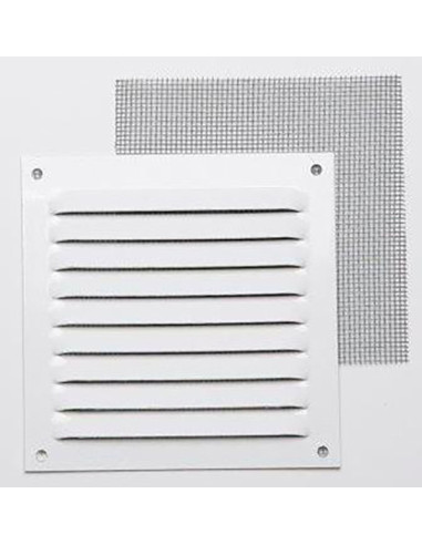 REJILLA 0,8 MM CON MOSQ LACADO BLANCO CON GANCHO 10X10 CM