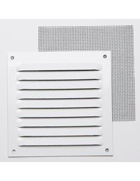 REJILLA 0,8 MM CON MOSQ LACADO BLANCO CON GANCHO 10X10 CM