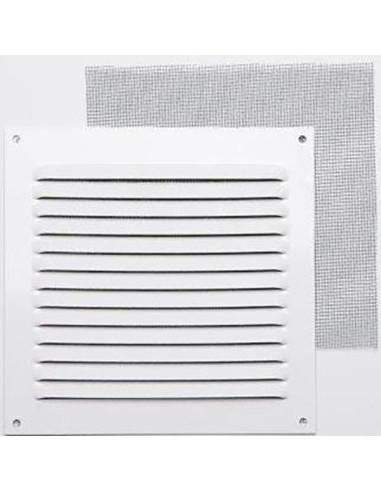REJILLA 0,8 MM CON MOSQ LACADO BLANCO CON GANCHO 15X15 CM