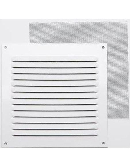 REJILLA 0,8 MM CON MOSQ LACADO BLANCO CON GANCHO 15X15 CM