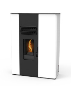 ESTUFA PELLET CANALIZABLE BLANCA SLIM PASILLO 10 KW 2