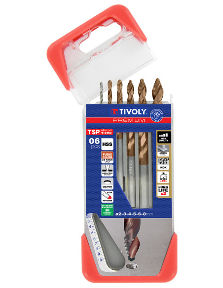 ESTUCHE 6 BROCAS METAL TSP HSS 2-8 MM