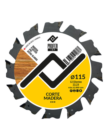 DISCO CORTE MADERA Z-12 115X2.5MM