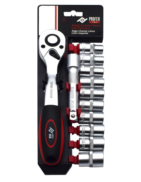 LLAVE VASO JGO 12 PZ +CARRACA 1/2''