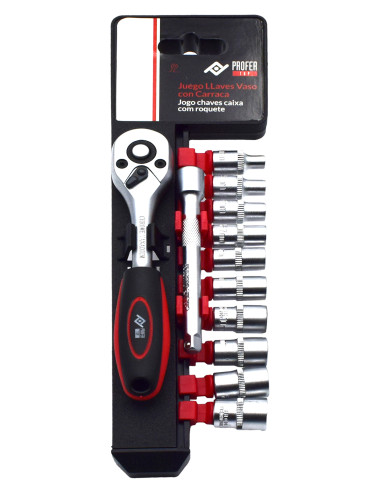 LLAVE VASO JGO 12 PZ +CARRACA 1/4''