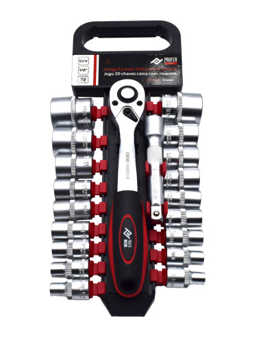 LLAVE VASO JGO 20 PZ +CARRACA 1/2''