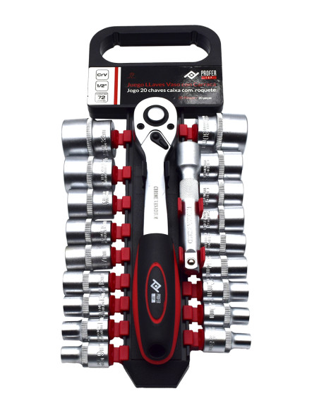 LLAVE VASO JGO 20 PZ +CARRACA 1/2''