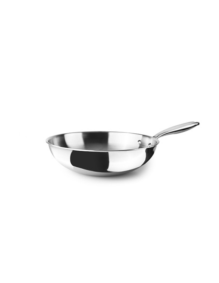 WOK INOX+ALUM+INOX TRIPLY NATURAL 30 CM