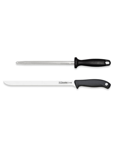 CUCHILLO JAMONERO+CHAIRA 25 CM