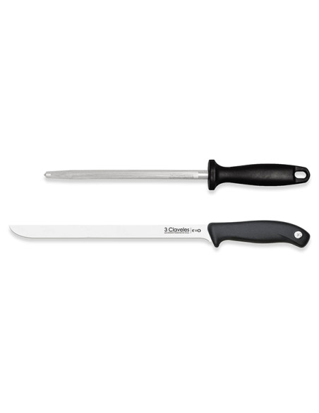 CUCHILLO JAMONERO+CHAIRA 25 CM
