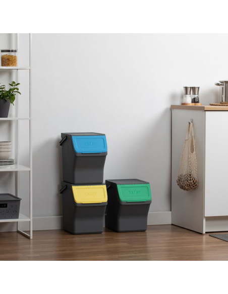 CUBO RECICLAJE SELECTIVO ANTRACITA SET-3 3 X 20 L