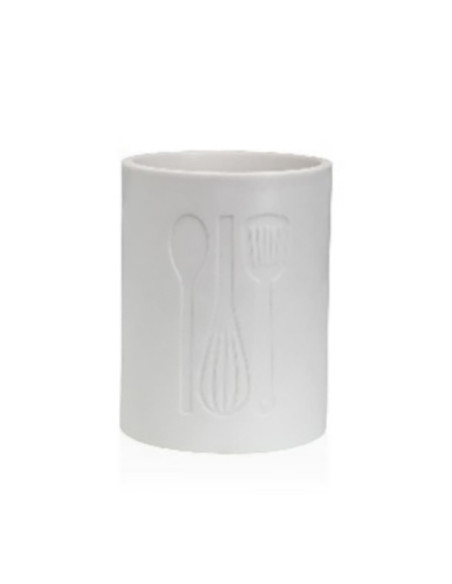 PORTAUTENSILIOS GRANDE COCINA BLANCO 13X13X17,5