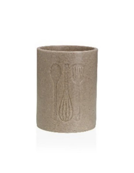 PORTAUTENSILIOS GRANDE COCINA BEIGE 13X13X17,5