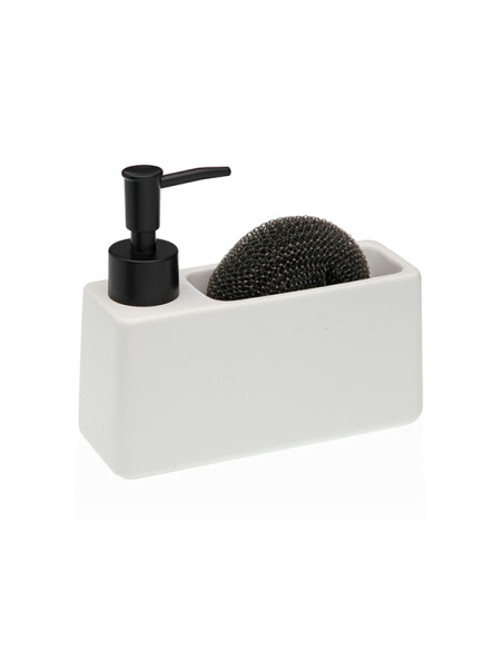 DISPENSADOR JABON +ESTROPAJERO BLANCO