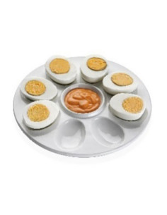 BANDEJA PORCELANA REDONDA HUEVOS 8 UDS 20X20X2,2 2