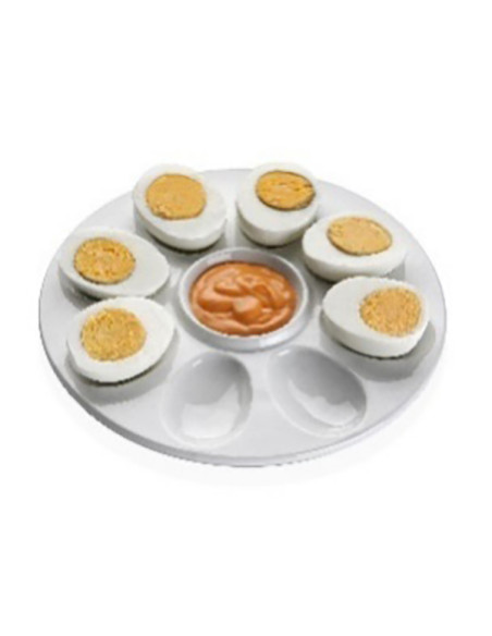 BANDEJA PORCELANA REDONDA HUEVOS 8 UDS 20X20X2,2