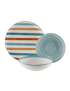VAJILLA PORCELANA RAYAS 18 PZ 2