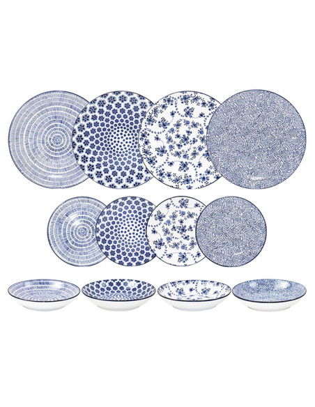 VAJILLA PORCELANA ARMONIA AZUL 12 PZ