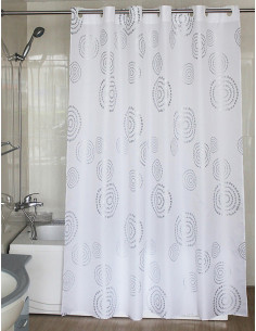 CORTINA BAÑO TEXTIL ANILLA FACIL PLATA 180X200 CM 2