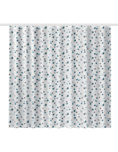 CORTINA BAÑO POLYESTER BLANCA PUNTOS 180X200 CM 2