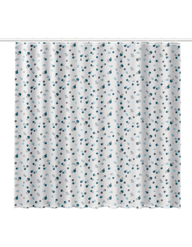 CORTINA BAÑO POLYESTER BLANCA PUNTOS 180X200 CM
