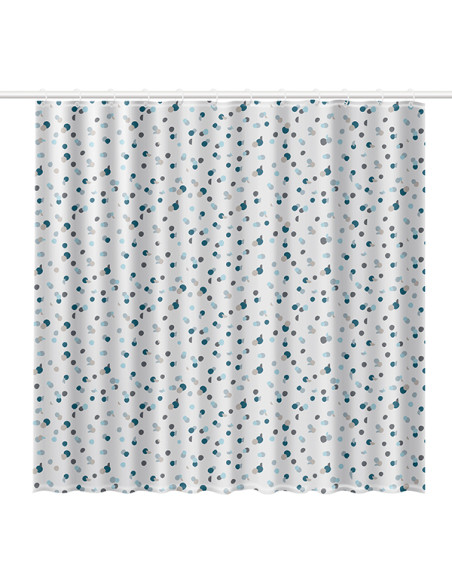 CORTINA BAÑO POLYESTER BLANCA PUNTOS 180X200 CM