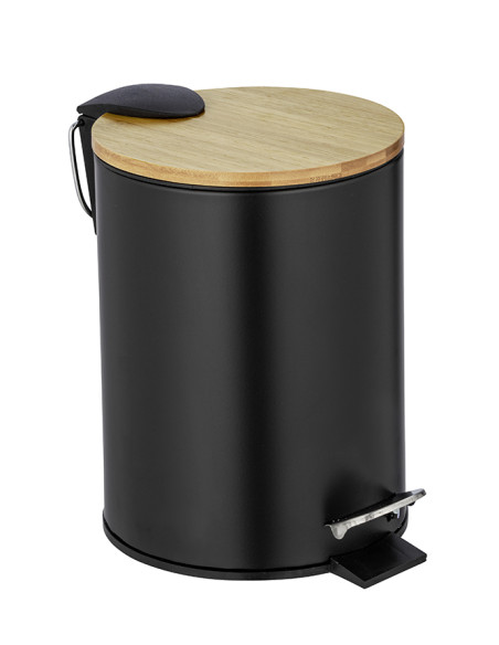 CUBO BAÑO PEDAL NEGRO-BAMBU TORTONA 3 L